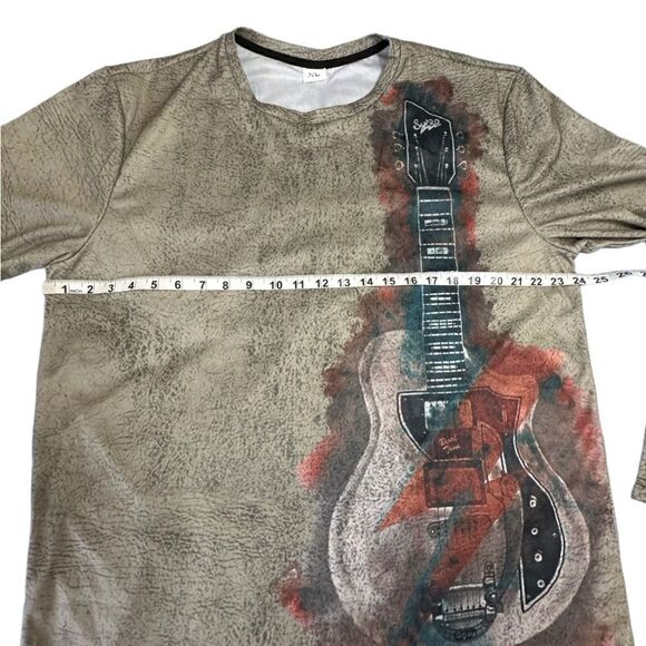 Printed Electric Guitar AOP design Long sleeve tech fabric T-shirt  size XL - Picture 7 of 9